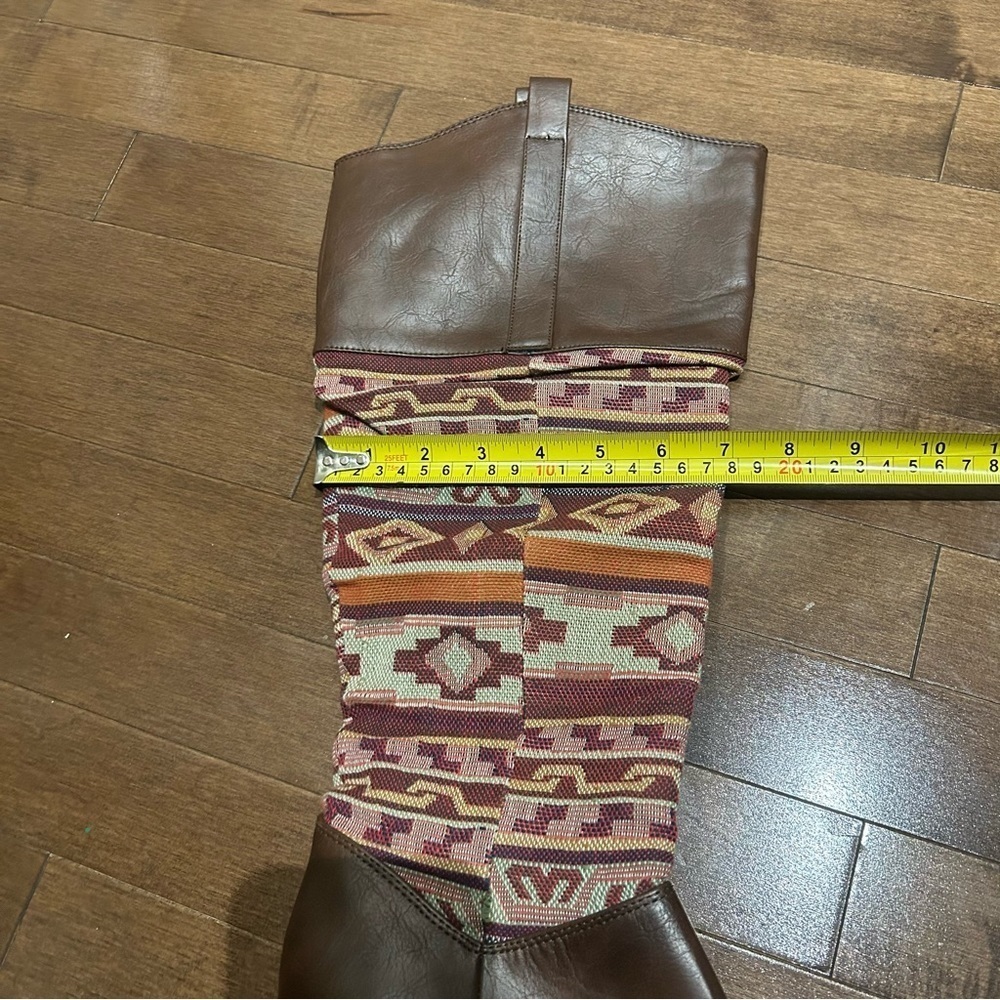 Brown Patterned Knee-High Boots - Picture 10 of 10